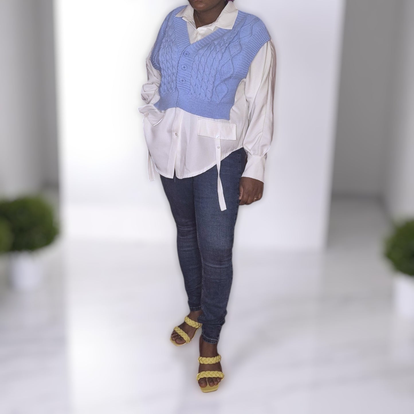 Blouse chemise bleu ciel
