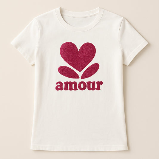 T-shirt à manche courte amour blanc