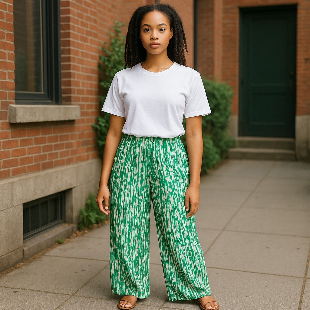Pantalon plissé vert