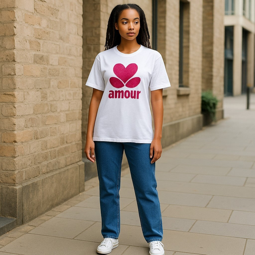 T-shirt à manche courte amour blanc