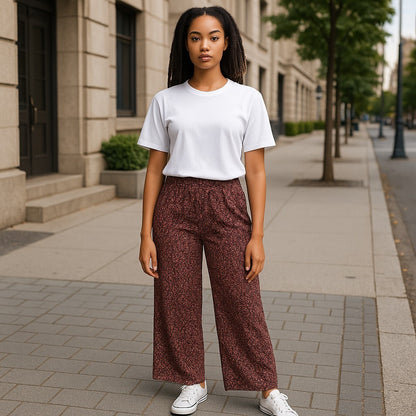 Pantalon plissé à fleurs